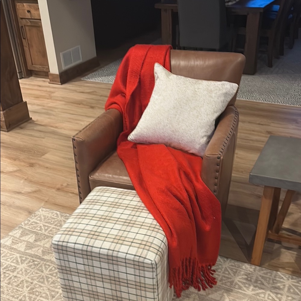 Cozy Red Pottery Barn Throw Blanket